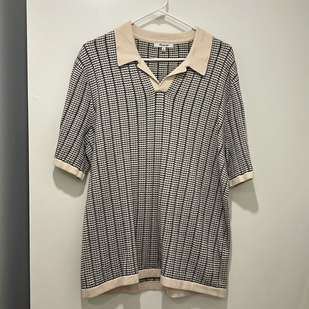Johnny-Collar Short-Sleeve Sweater Polo